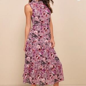 Floral Sleeveless Maxi Dress - Purple